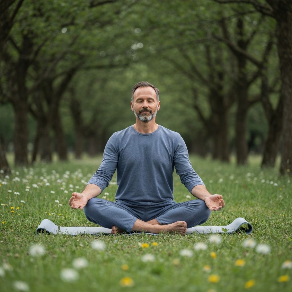 Man practicing meditation in nature